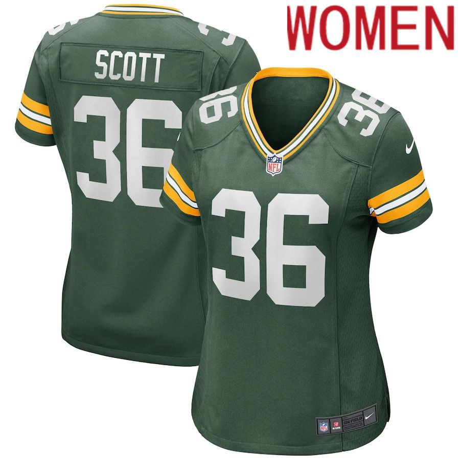 Women Green Bay Packers #36 Vernon Scott Nike Green Game NFL Jersey